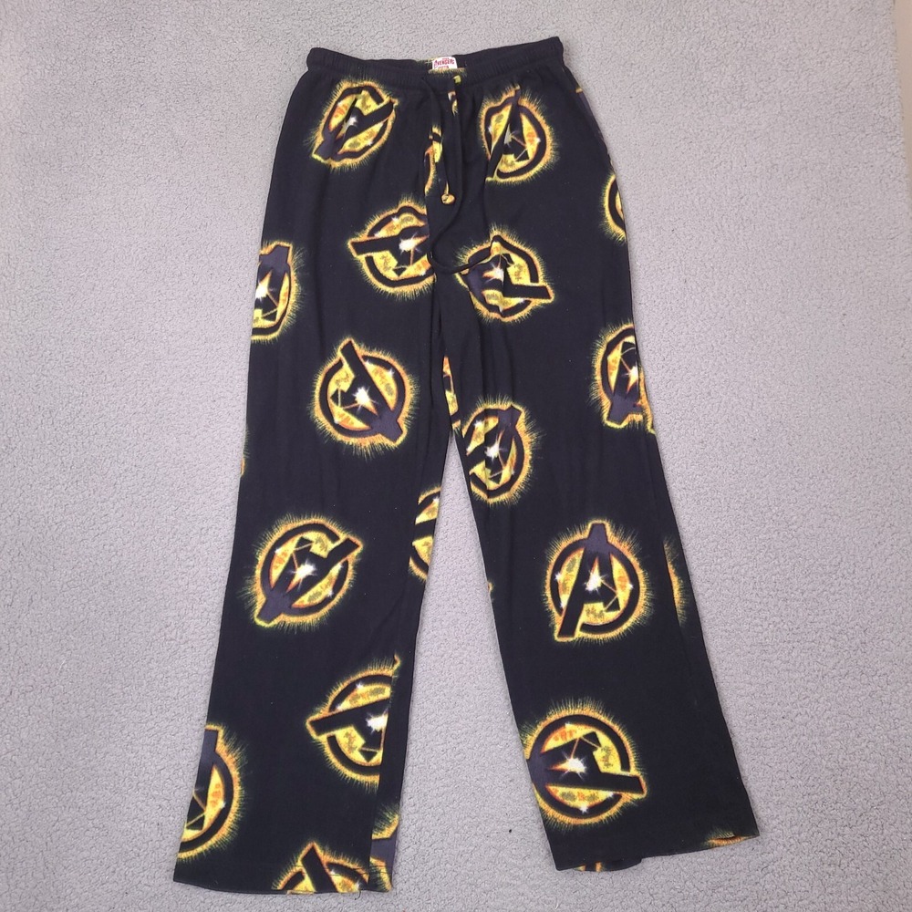 Avengers Marvel Pajama Pants Mens Medium Black Fleece 2012 Approx. 28 inch Waist